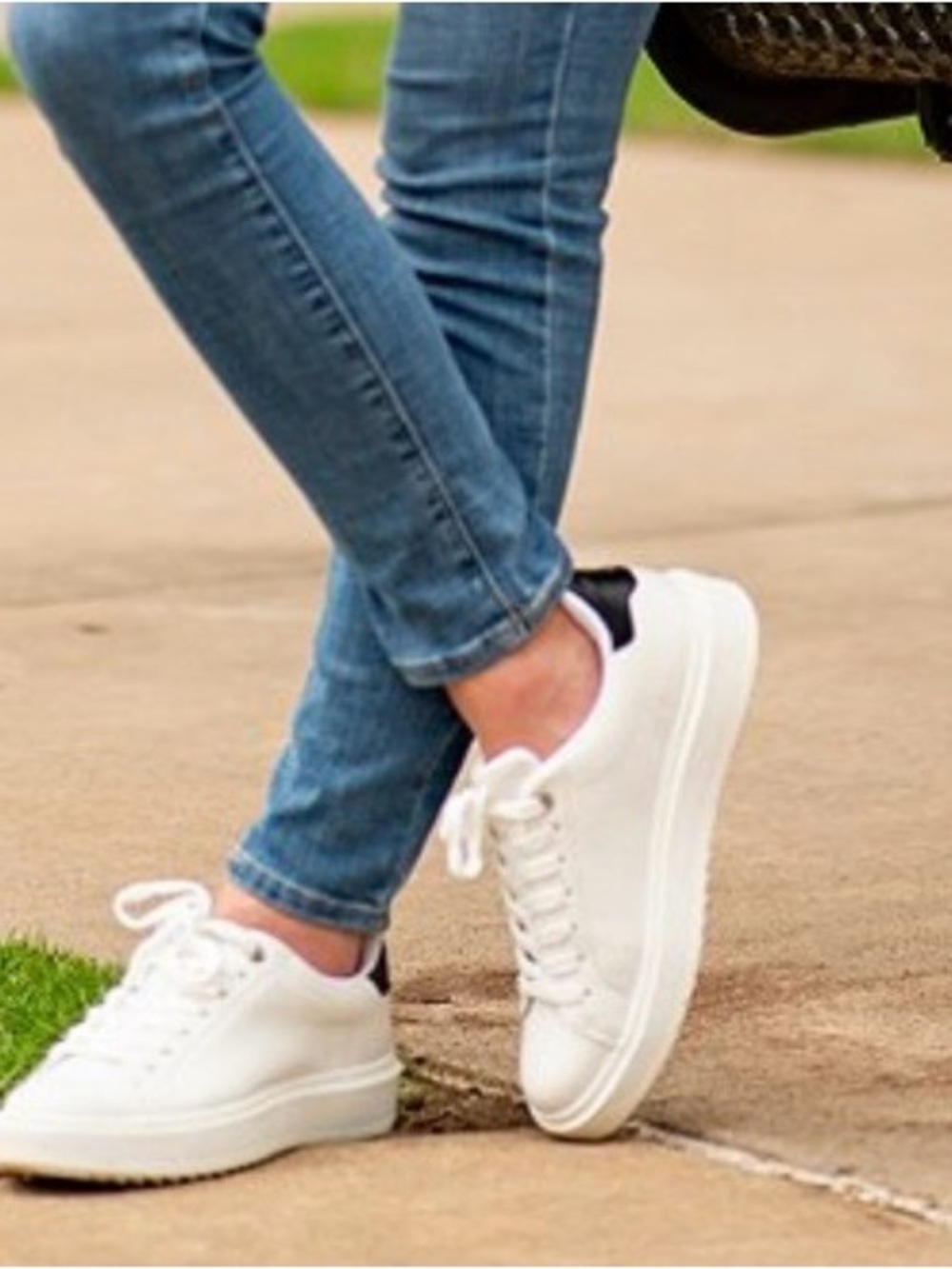 Steve Madden White Platform Sneakers with Black Heel Accent